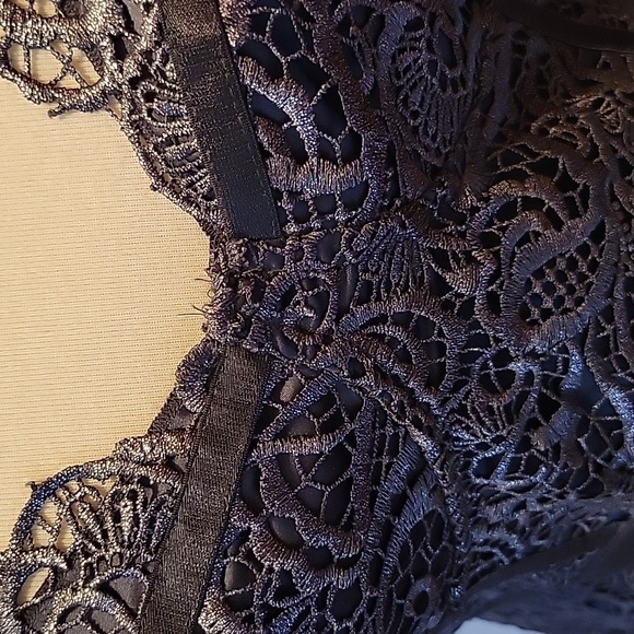 Vintage VTG Y2K Victoria’s Secret Corset Lace Cocktail Dress 12 Silver Black - Picture 6 of 9